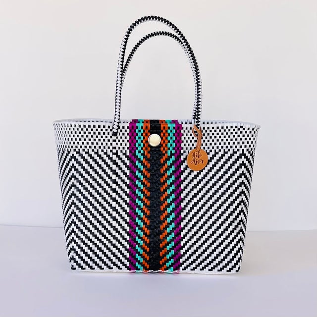 Mexican Large Recycled Plastic Tote Bag, Mexican Mercado Bag