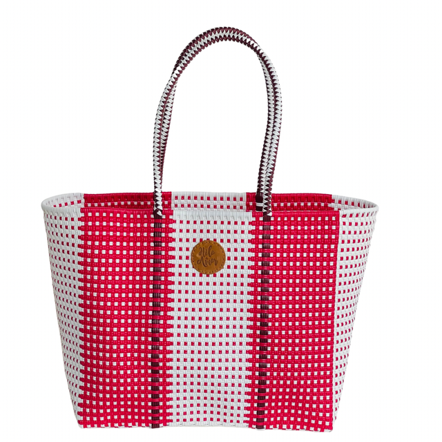 Mexican Large Recycled Plastic Tote Bag, Mexican Mercado Bag