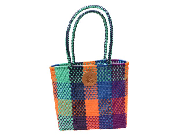 Handwoven Plastic Tote Mexican Plastic Woven Bag Beach Bag Sumer Bag Hilo De Amor