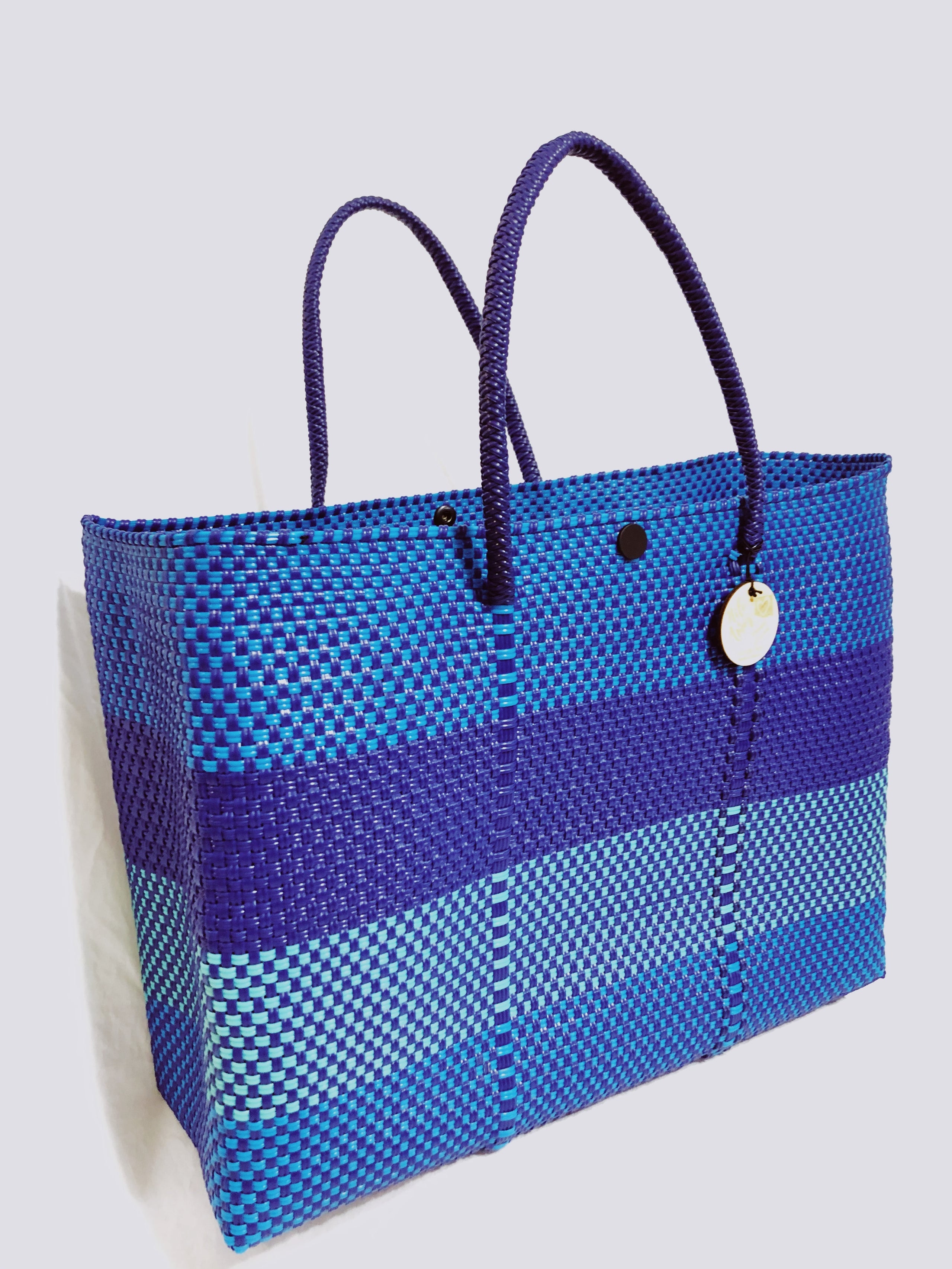 OAXACA STYLE HANDWOVEN RECYCLED PLASTIC TOTE, Summer Bag, Beach Bag,  Mexican Bag