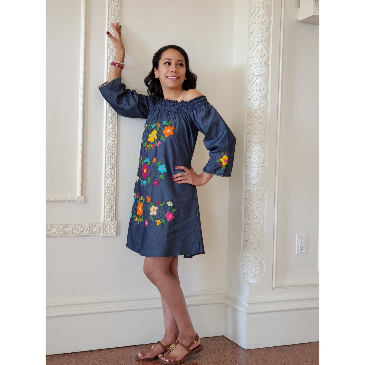 Denim mexican dress sales