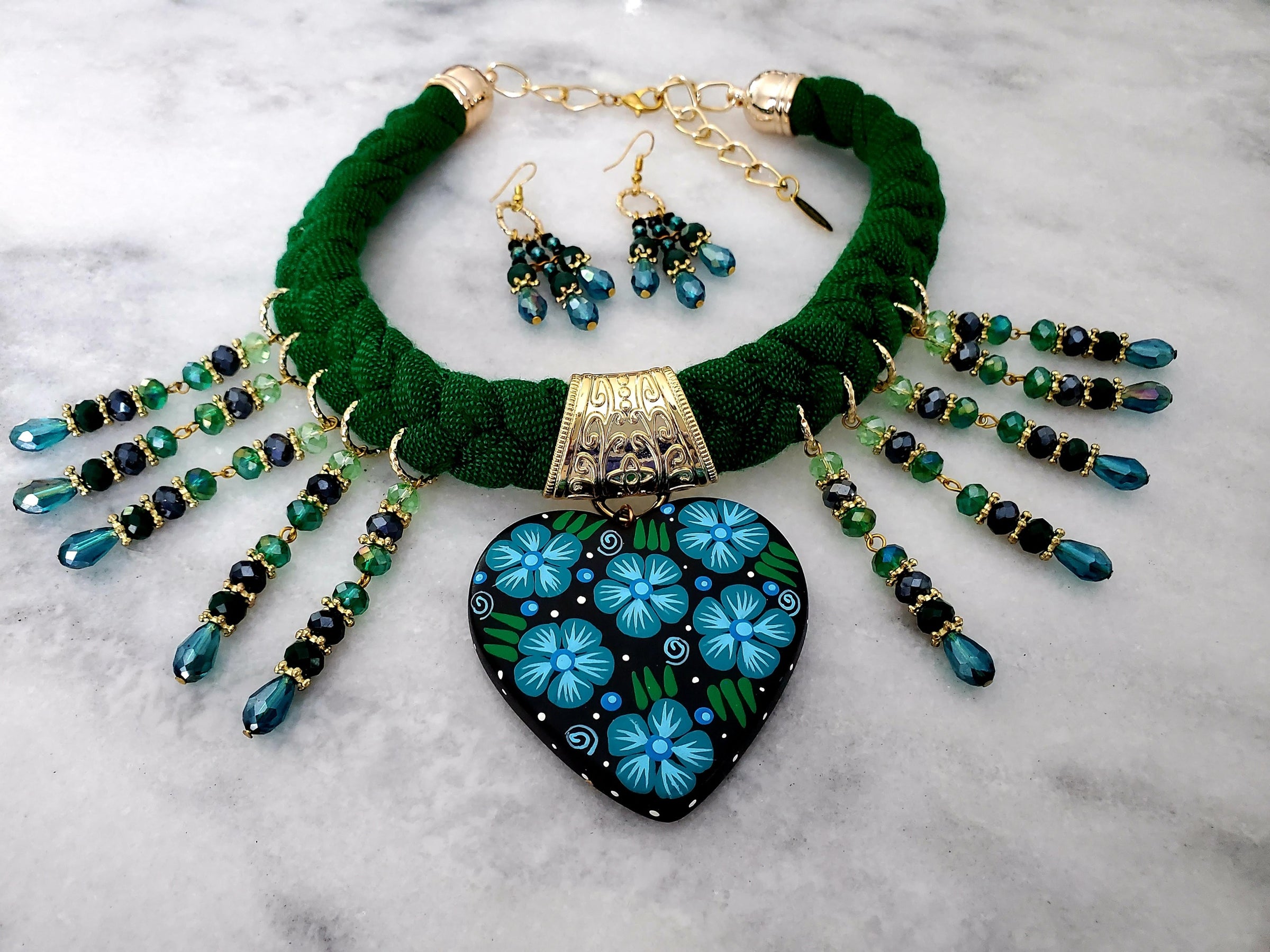 Mexican Handmade Necklace Ceramic Heart Hilo De Amor